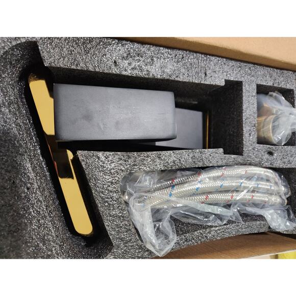 Modern Black Gold Waterfall Bathroom Faucet 1-Hole w/ Cover Plate - Picture 3 of 9